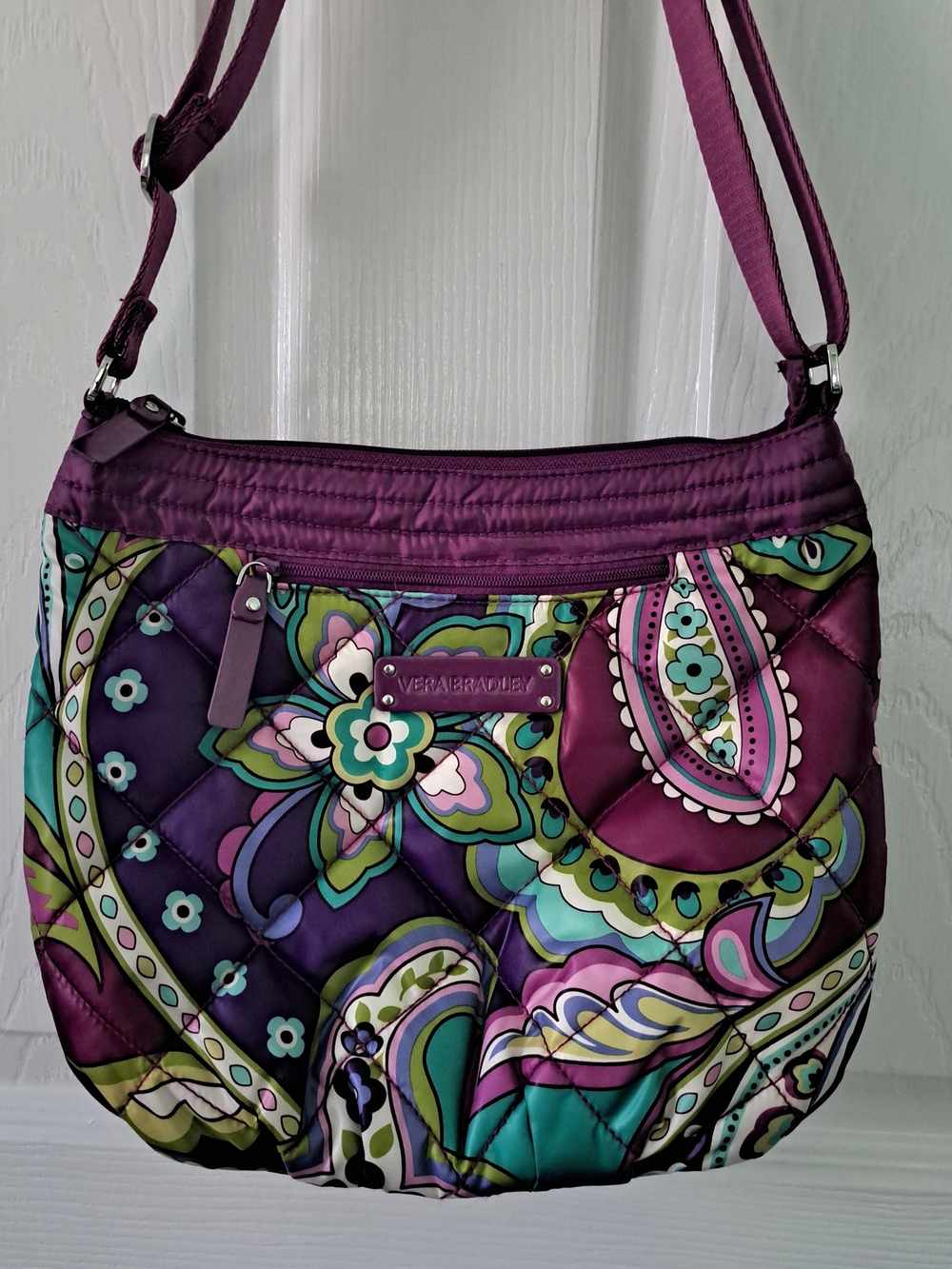 Vera Bradley Purple Paisley Quilted Puffer Bag